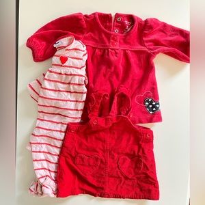 Baby girl Valentine’s pajama and outfit lot